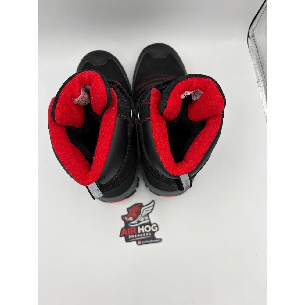 Vitike Kids Snow Boots Black Red Fleece Lined Ice Cleats Size US 2 eur 33